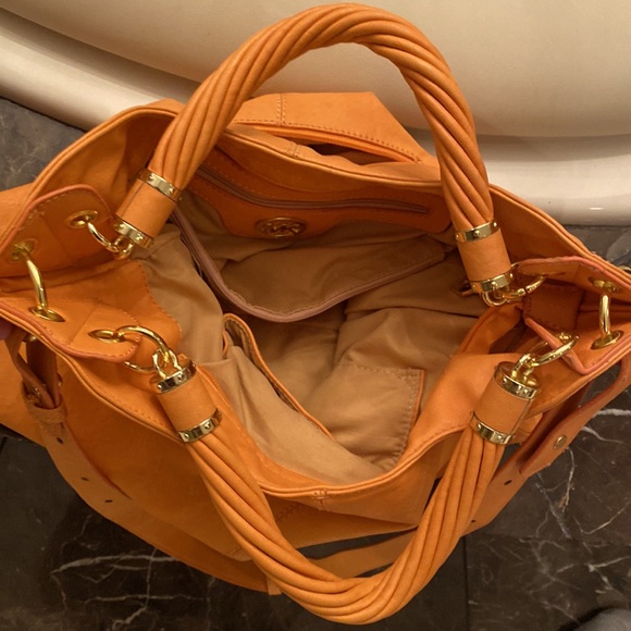 MICHAEL KORS BURNT ORANGE HOBO LEATHER BAG - Picture 6 of 7